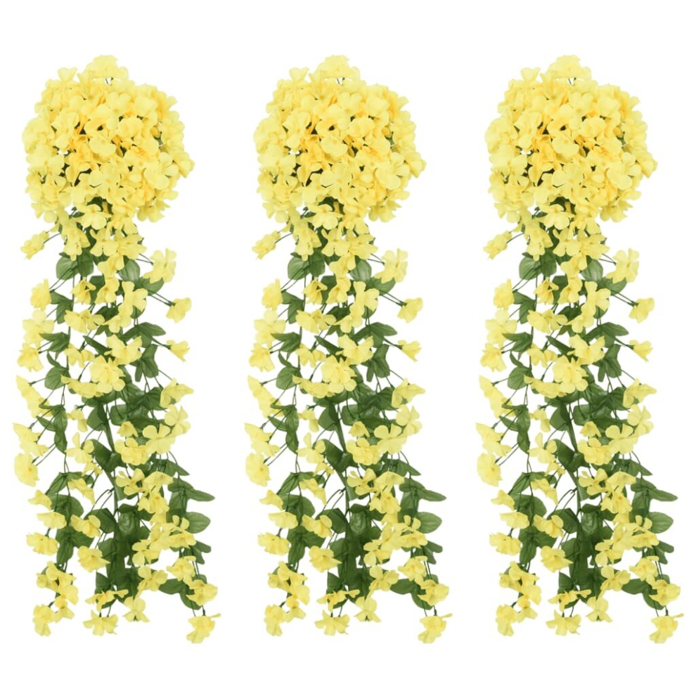 (yellow) vidaXL Artificial Flower Garlands Fake Flowers Artificial Plants 3 pcs Red