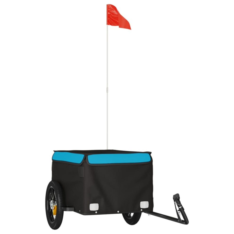 (blue, 120 x 54 x 44 cm) vidaXL Bike Cargo Trailer Bike Carriage Bicycle Wagon Trailer with Flag Iron