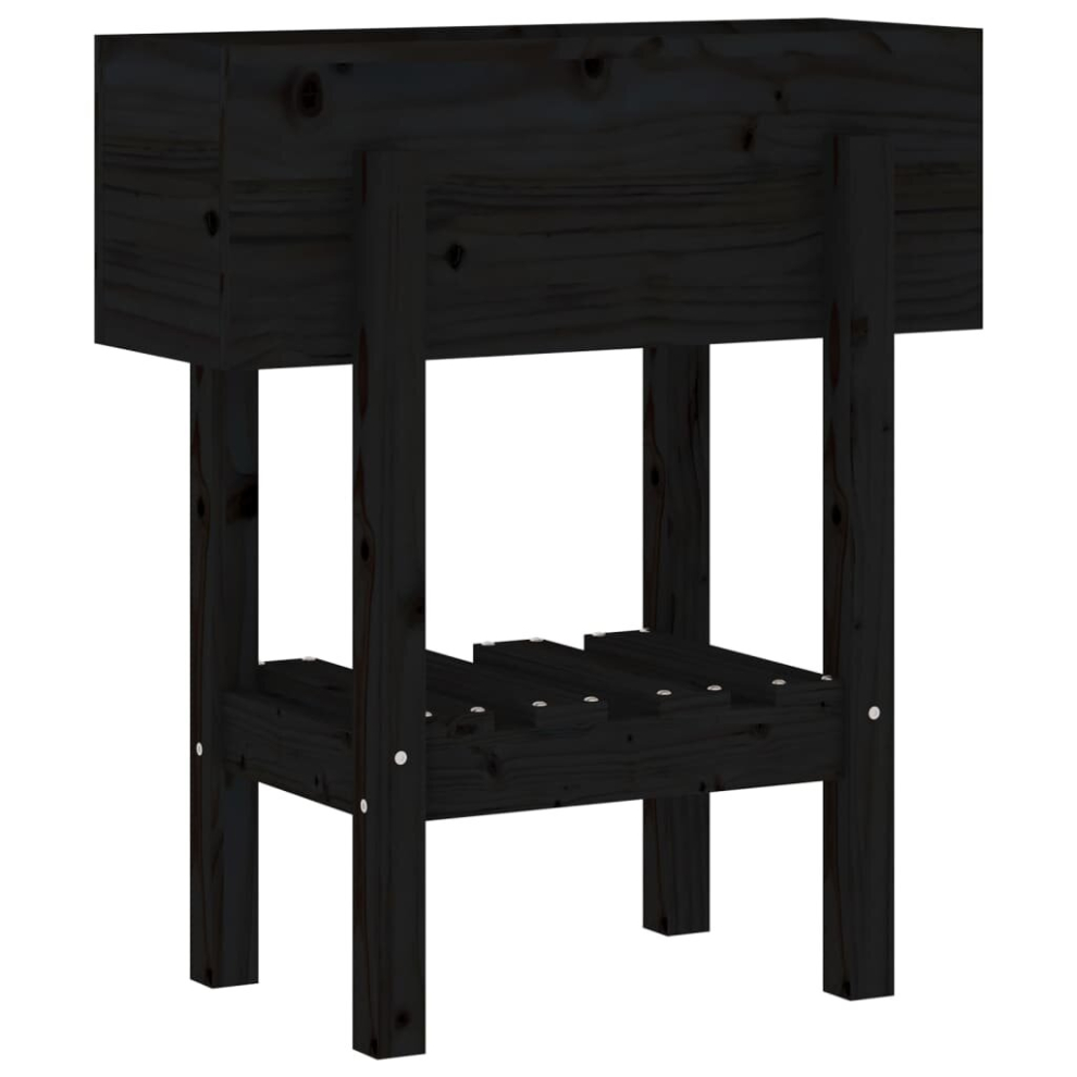 Vidaxl (Black Pine, 62 X 30 X 69 Cm) Garden Planter Flower Box Garden Pot Wooden Plant Pot Solid Wood Pine