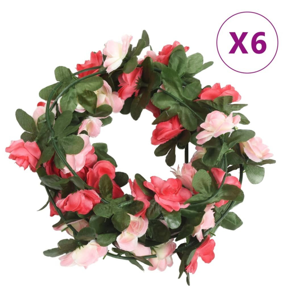 (pink) vidaXL Artificial Flower Garlands Fake Flower Garlands 6 pcs Spring White