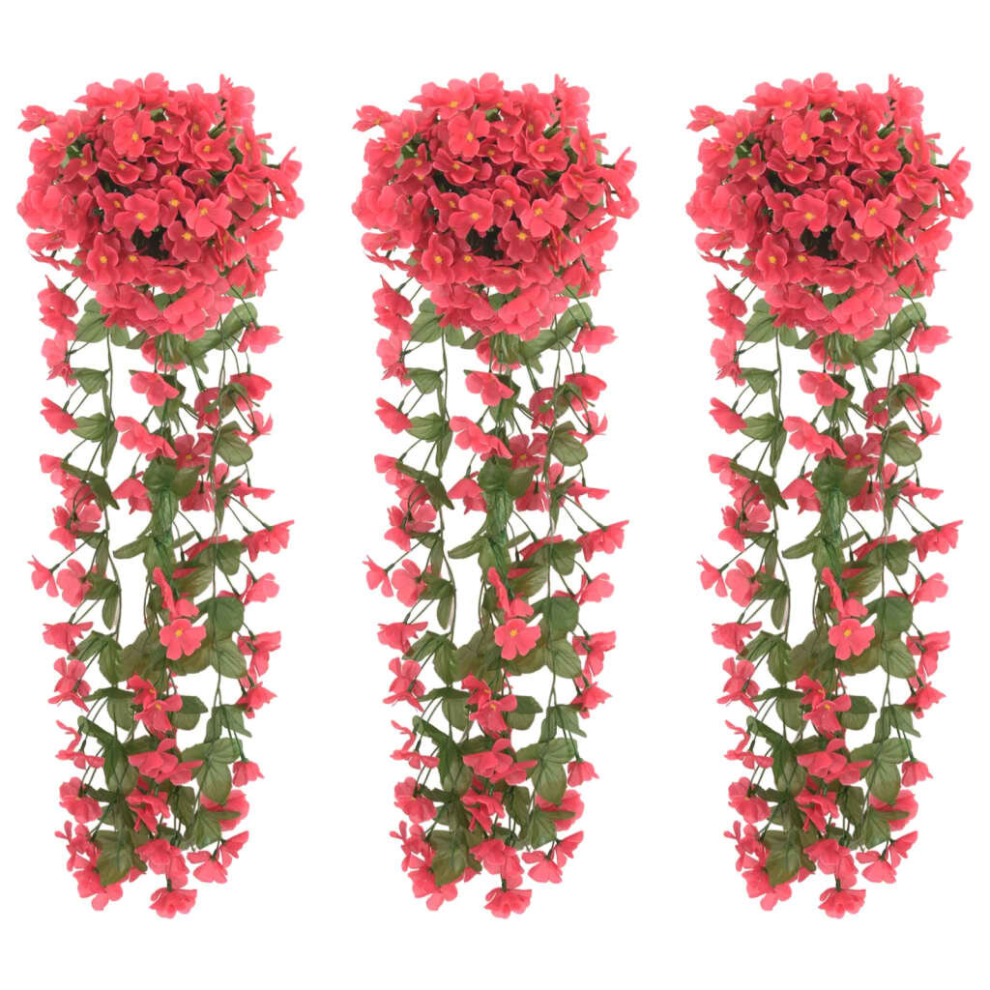 (rose) vidaXL Artificial Flower Garlands Fake Flowers Artificial Plants 3 pcs Red