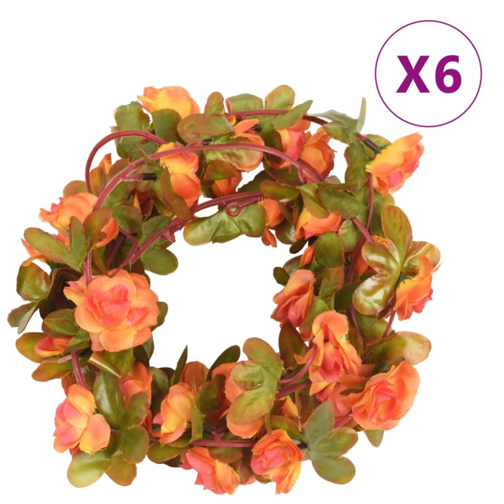 (orange) vidaXL Artificial Flower Garlands Fake Flower Garlands 6 pcs Spring White