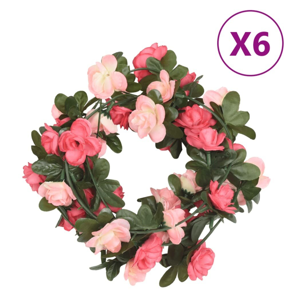 (rose) vidaXL Artificial Flower Garlands Fake Flower Garland 6 Pcs Rose And Champagne