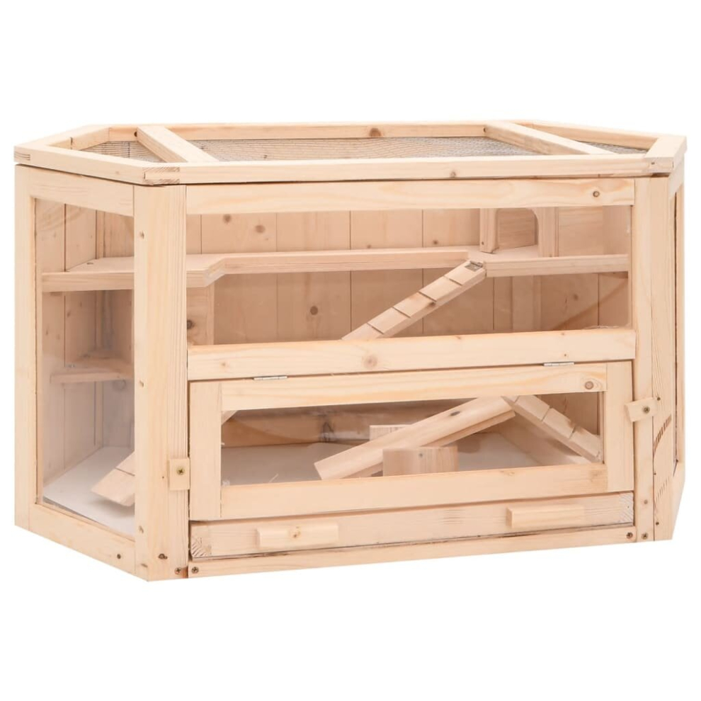Vidaxl Hamster Cage Small Animal Cage Hamster House Rat Cage Solid Wood Fir