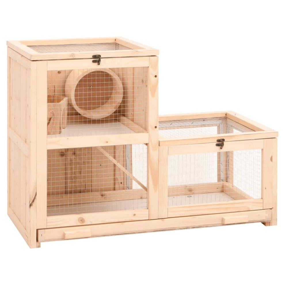 Vidaxl Hamster Cage Small Animal Cage Hamster House Rat Cage Solid Wood Fir