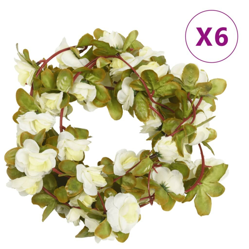 (white) vidaXL Artificial Flower Garlands Fake Flower Garlands 6 pcs Spring White