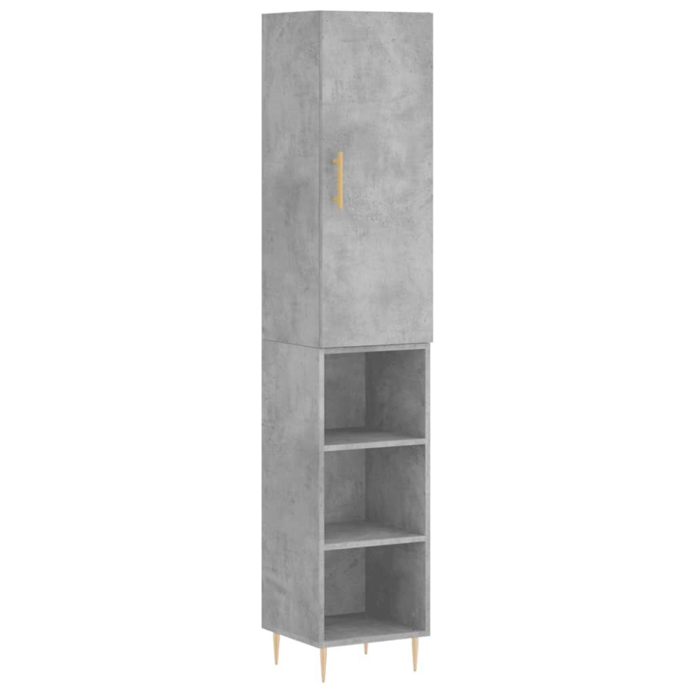 Vidaxl (Concrete 3 Shelves) Highboard Sideboard Tall Storage Cabinet Side Cabinet Engineered Wood Grey