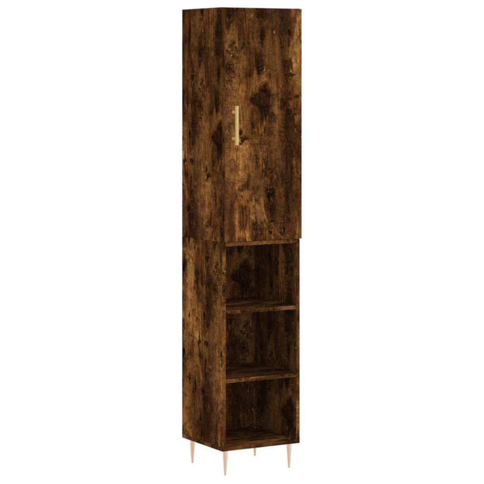 Vidaxl (Smoked Oak, 3 Shelves) Highboard Sideboard Tall Storage Cabinet Side Cabinet Engineered Wood