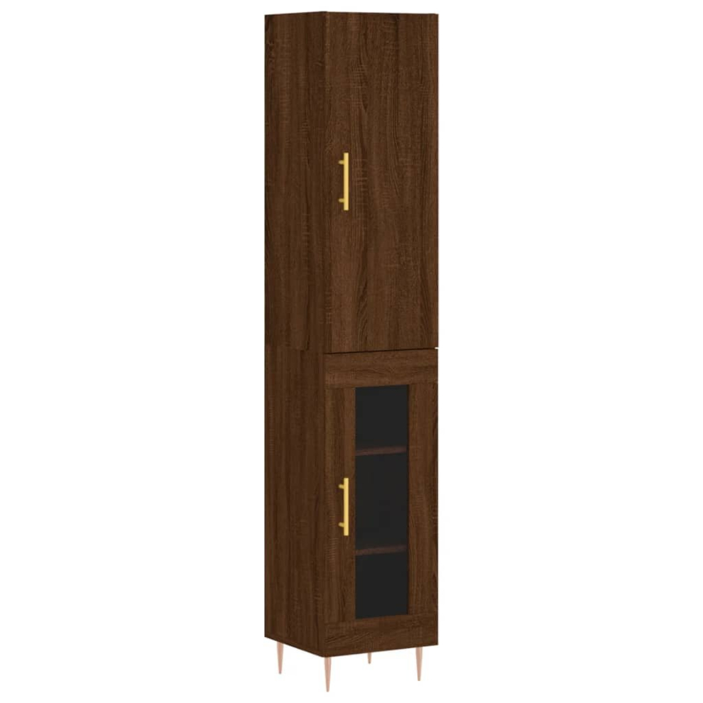 (brown oak, 1 glass door) vidaXL Highboard Sideboard Tall Storage Cabinet Side Cabinet Engineered Wood