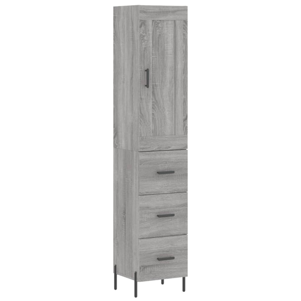 (grey sonoma, 3 drawers) vidaXL Highboard Sideboard Tall Storage Cabinet Side Cabinet Engineered Wood