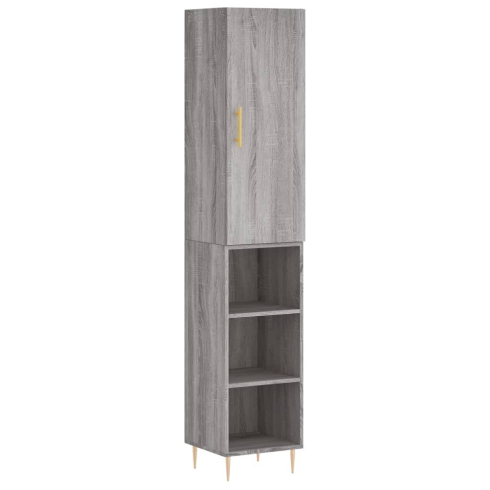 Vidaxl (Grey Sonoma, 3 Shelves) Highboard Sideboard Tall Storage Cabinet Side Cabinet Engineered Wood