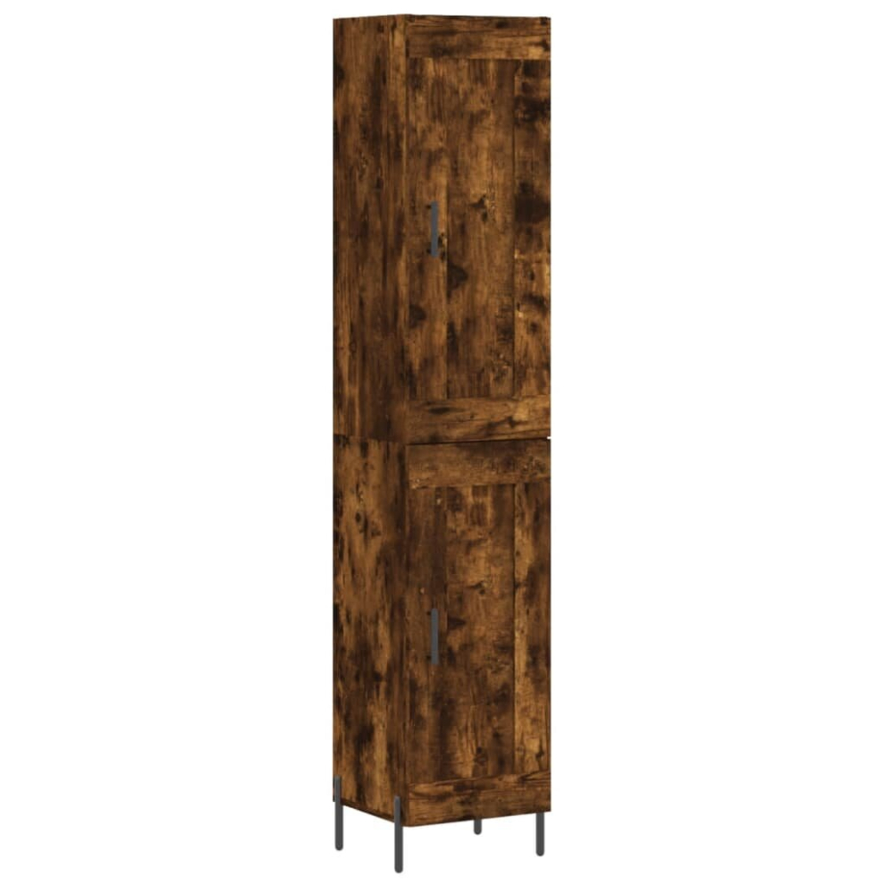 (smoked oak, 1 wood door) vidaXL Highboard Sideboard Tall Storage Cabinet Side Cabinet Engineered Wood