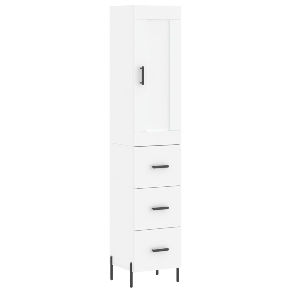 Vidaxl (, 3 Drawers) Highboard Sideboard Tall Storage Cabinet Side Cabinet Engineered Wood White