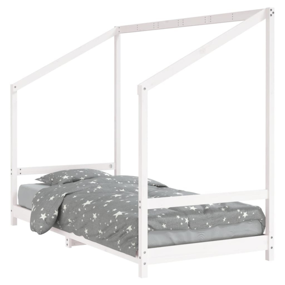 Vidaxl (White, 90 X 190 Cm) Kids Bed Frame Bedstead Wooden Bed Base Children's Bed Solid Wood Pine