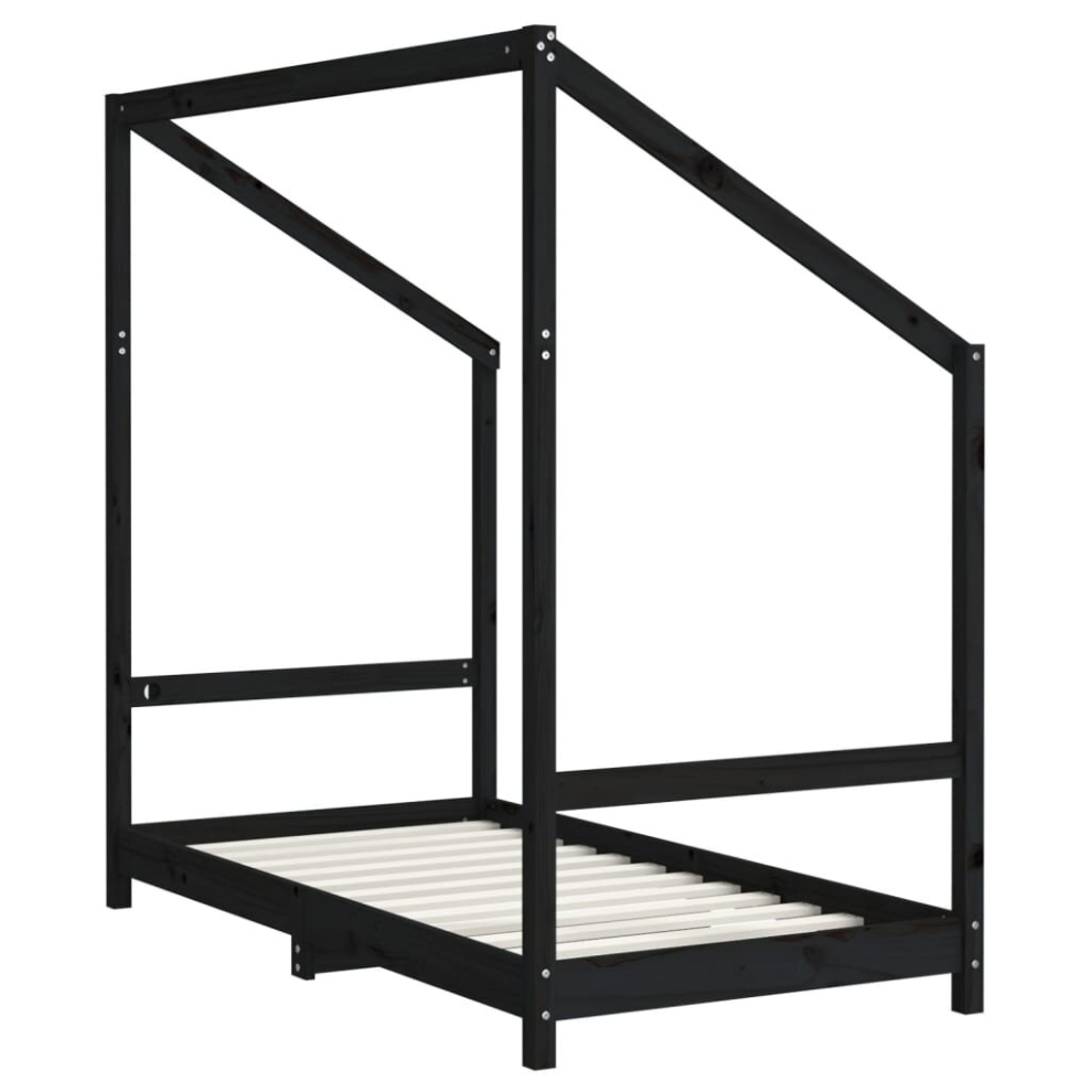 Vidaxl (Black, 80 X 160 Cm) Kids Bed Frame Bedstead Wooden Bed Base Children's Bed Solid Wood Pine