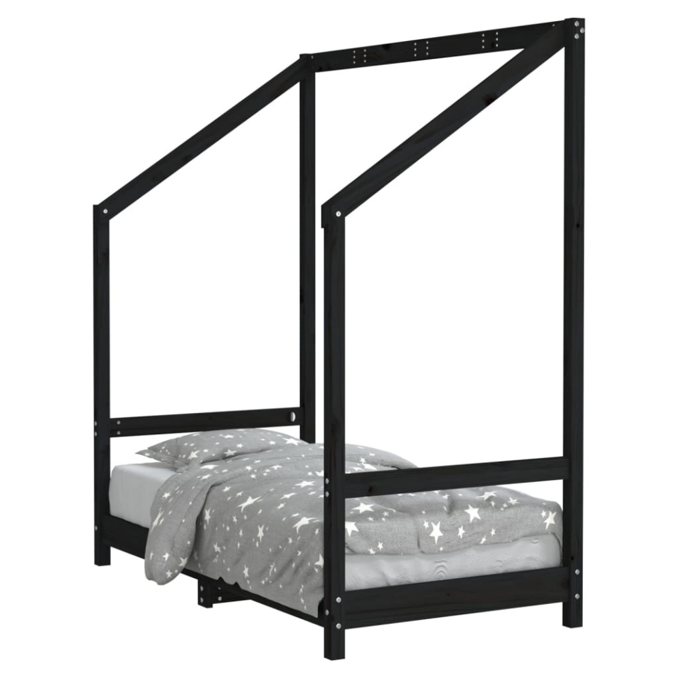 Vidaxl (Black, 70 X 140 Cm) Kids Bed Frame Bedstead Wooden Bed Base Children's Bed Solid Wood Pine