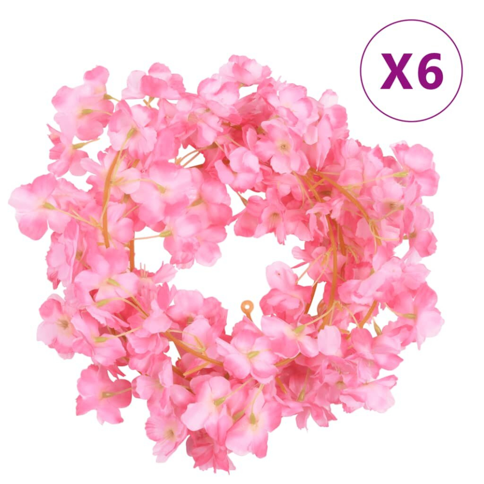 (pink) vidaXL Artificial Flower Garlands Fake Flower Garlands Decor 6 pcs Dark Pink