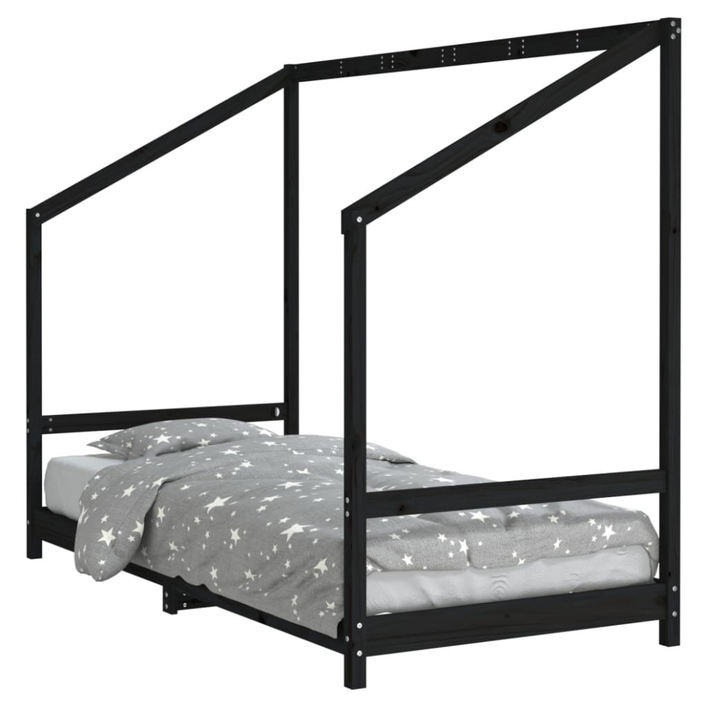 Vidaxl (Black, 90 X 190 Cm) Kids Bed Frame Bedstead Wooden Bed Base Children's Bed Solid Wood Pine