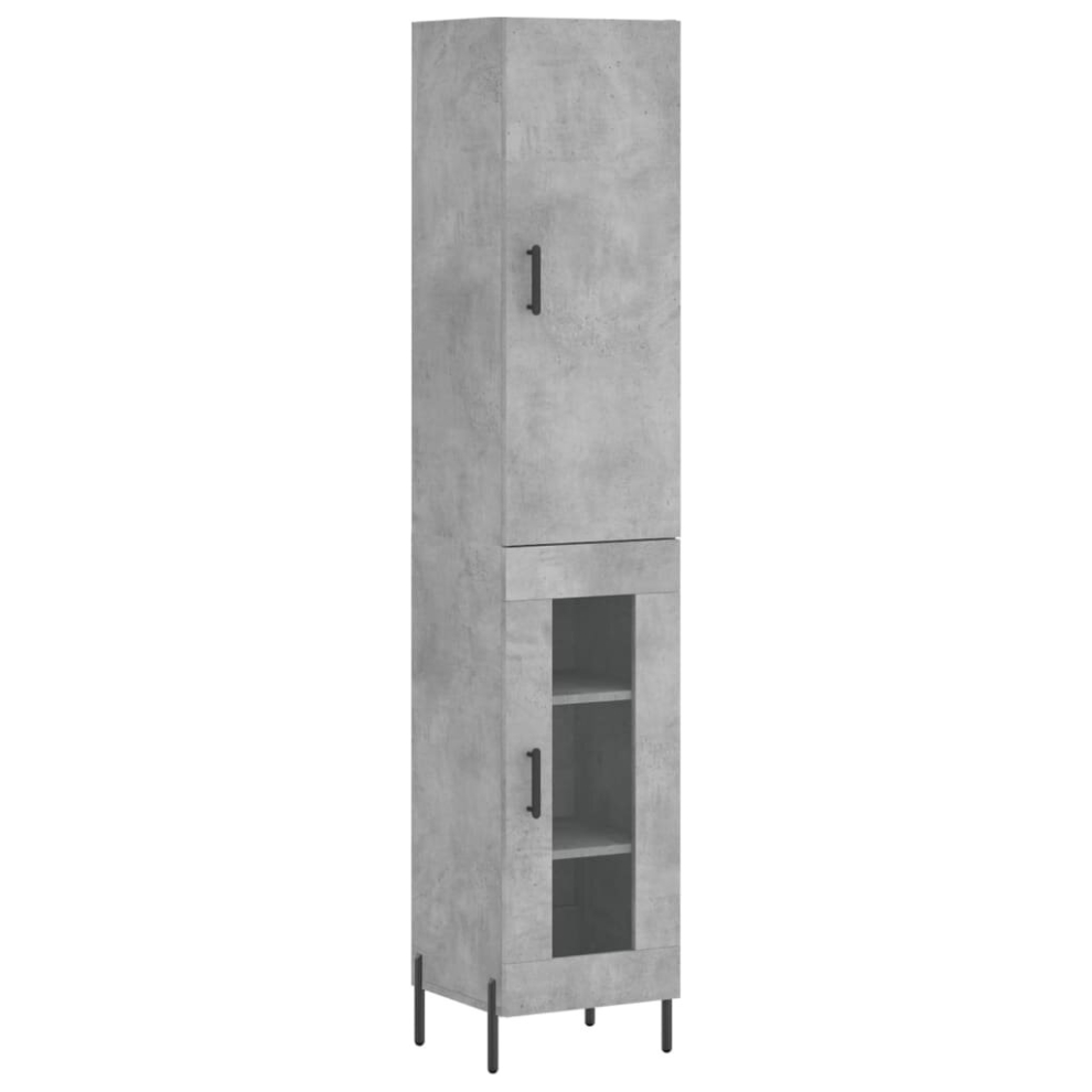 Vidaxl (Concrete ) Highboard Sideboard Tall Storage Cabinet Side Cabinet Engineered Wood Grey