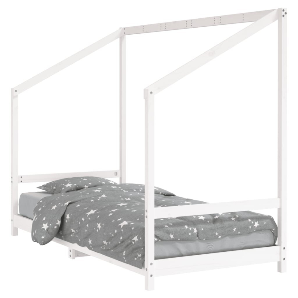 Vidaxl (White, 90 X 200 Cm) Kids Bed Frame Bedstead Wooden Bed Base Children's Bed Solid Wood Pine