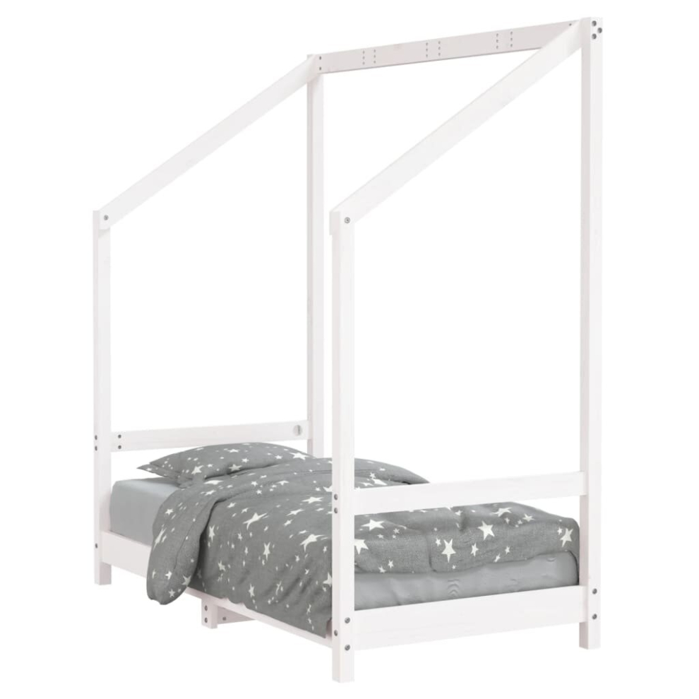 Vidaxl (White, 70 X 140 Cm) Kids Bed Frame Bedstead Wooden Bed Base Children's Bed Solid Wood Pine