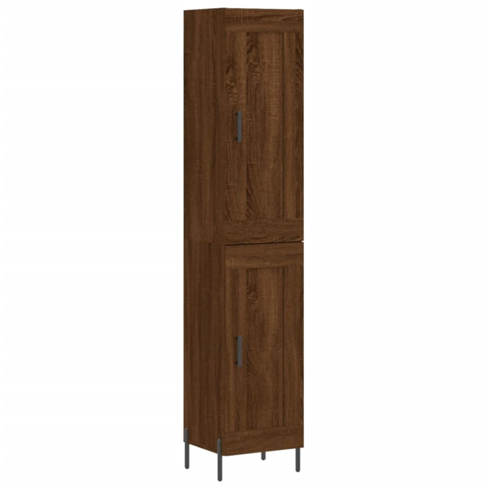 (brown oak, 1 wood door) vidaXL Highboard Sideboard Tall Storage Cabinet Side Cabinet Engineered Wood