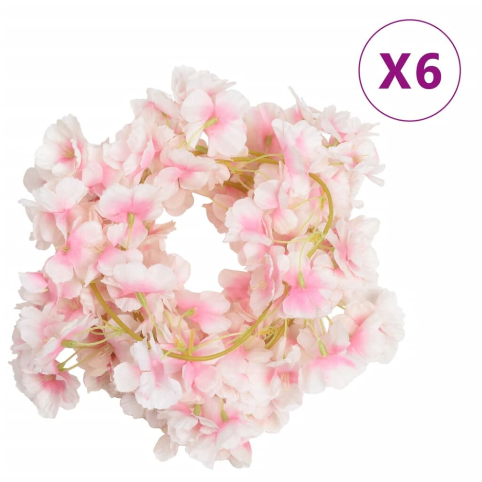 (light pink) vidaXL Artificial Flower Garlands Fake Flower Garlands Decor 6 pcs Dark Pink