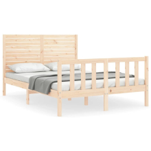 (brown, 140 x 200 cm) vidaXL Bed Frame Bedroom Platform Bed Frame Bedstead with Headboard Solid Wood