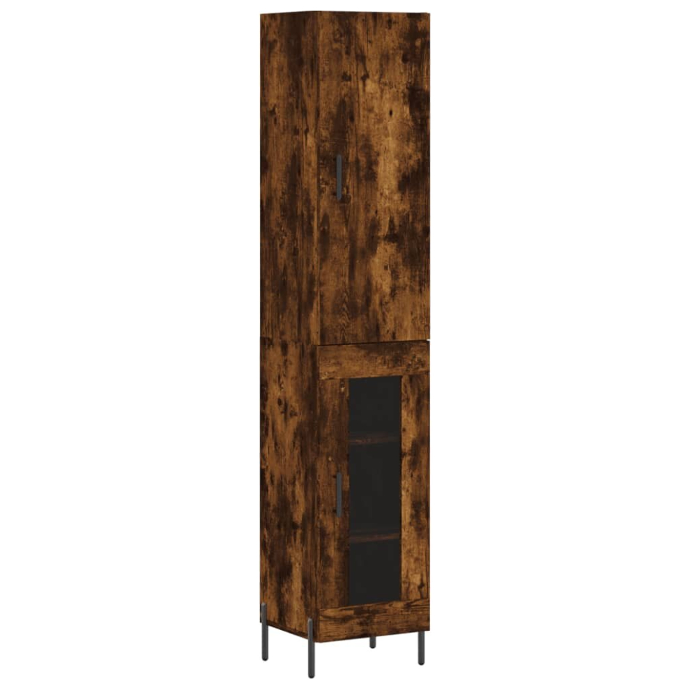 Vidaxl (Smoked Oak) Highboard Sideboard Tall Storage Cabinet Side Cabinet Engineered Wood