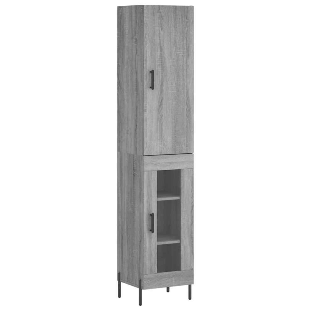 Vidaxl (Grey Sonoma) Highboard Sideboard Tall Storage Cabinet Side Cabinet Engineered Wood