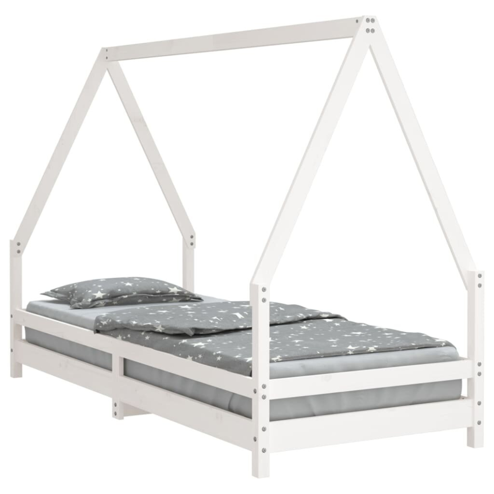 Vidaxl (White, 80 X 200 Cm) Kids Bed Frame Bedstead Mattress Foundation 90X200 Cm Solid Wood Pine