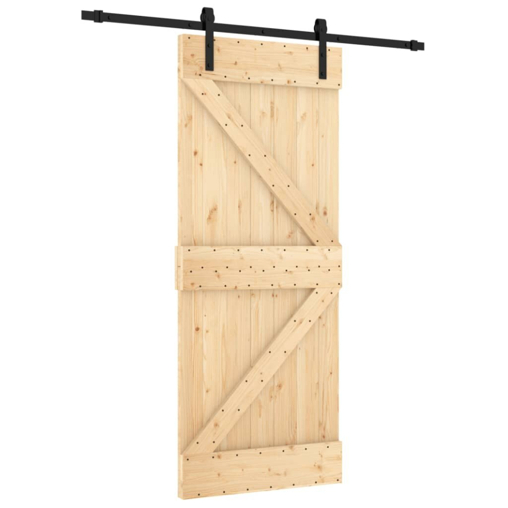 vidaXL Sliding Door Barn Door with Hardware Set Interior Door Solid Wood Pine