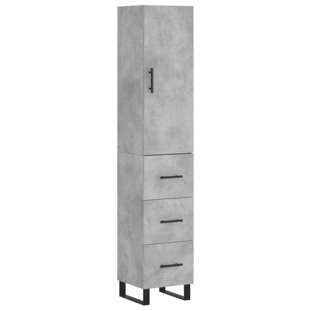 (concrete grey, 3 drawers) vidaXL Highboard Sideboard Cupboard Side Board Storage Cabinet Engineered Wood