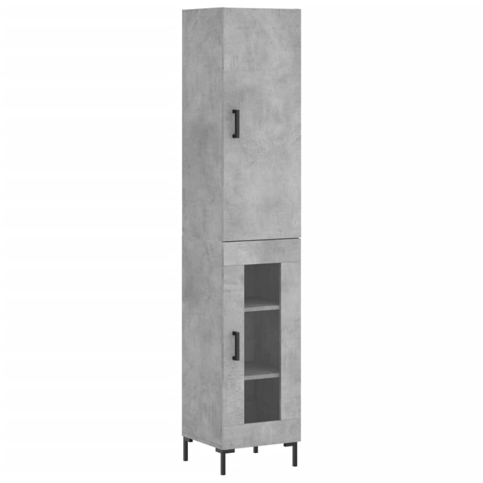 Vidaxl (Concrete ) Highboard Sideboard Tall Storage Cabinet Side Cabinet Engineered Wood Grey