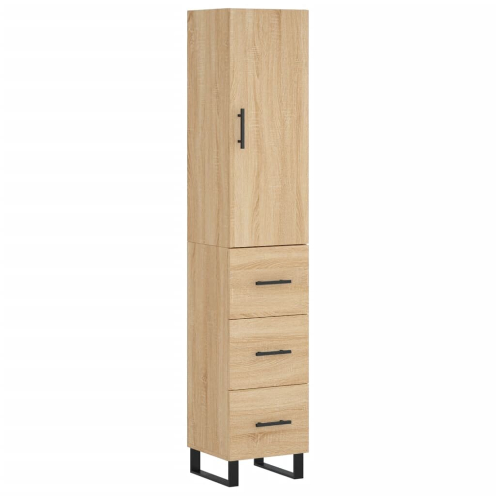 Vidaxl (Sonoma Oak, 3 Drawers) Highboard Sideboard Cupboard Side Board Storage Cabinet Engineered Wood