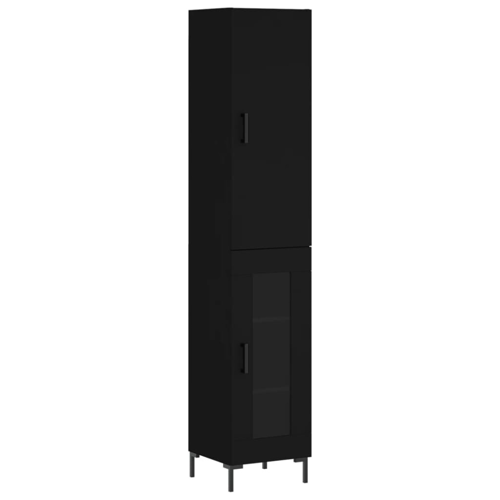 (black) vidaXL Highboard Sideboard Tall Storage Cabinet Side Cabinet Engineered Wood