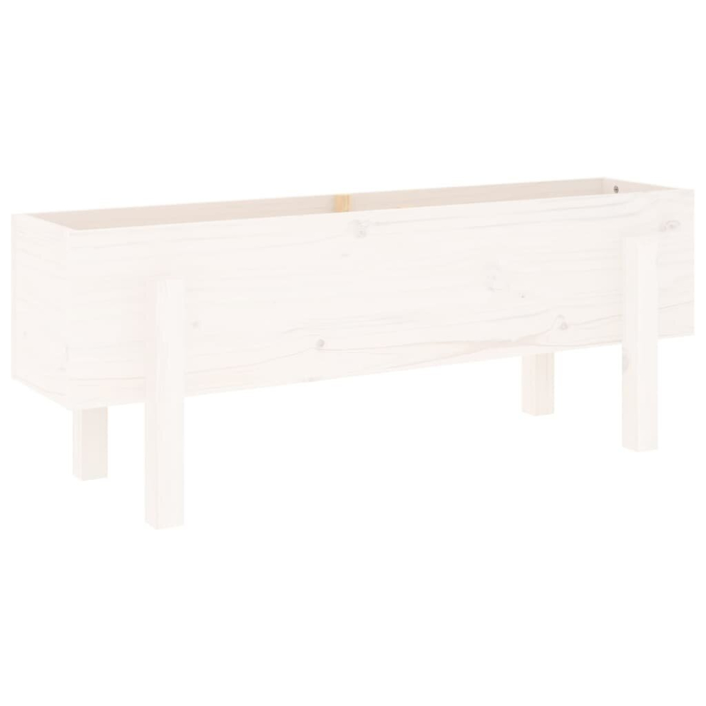 Vidaxl ( Pine, 101 X 30 X 38 Cm) Garden Raised Bed Wooden Planter Pot Patio Flower Bed Solid Wood Pine White