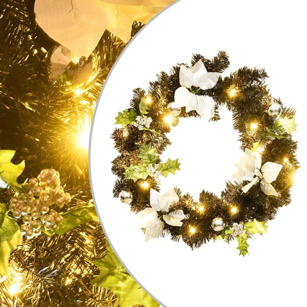 vidaXL Christmas Wreath Christmas Garland with LED Lights Xmas Decor Black PVC