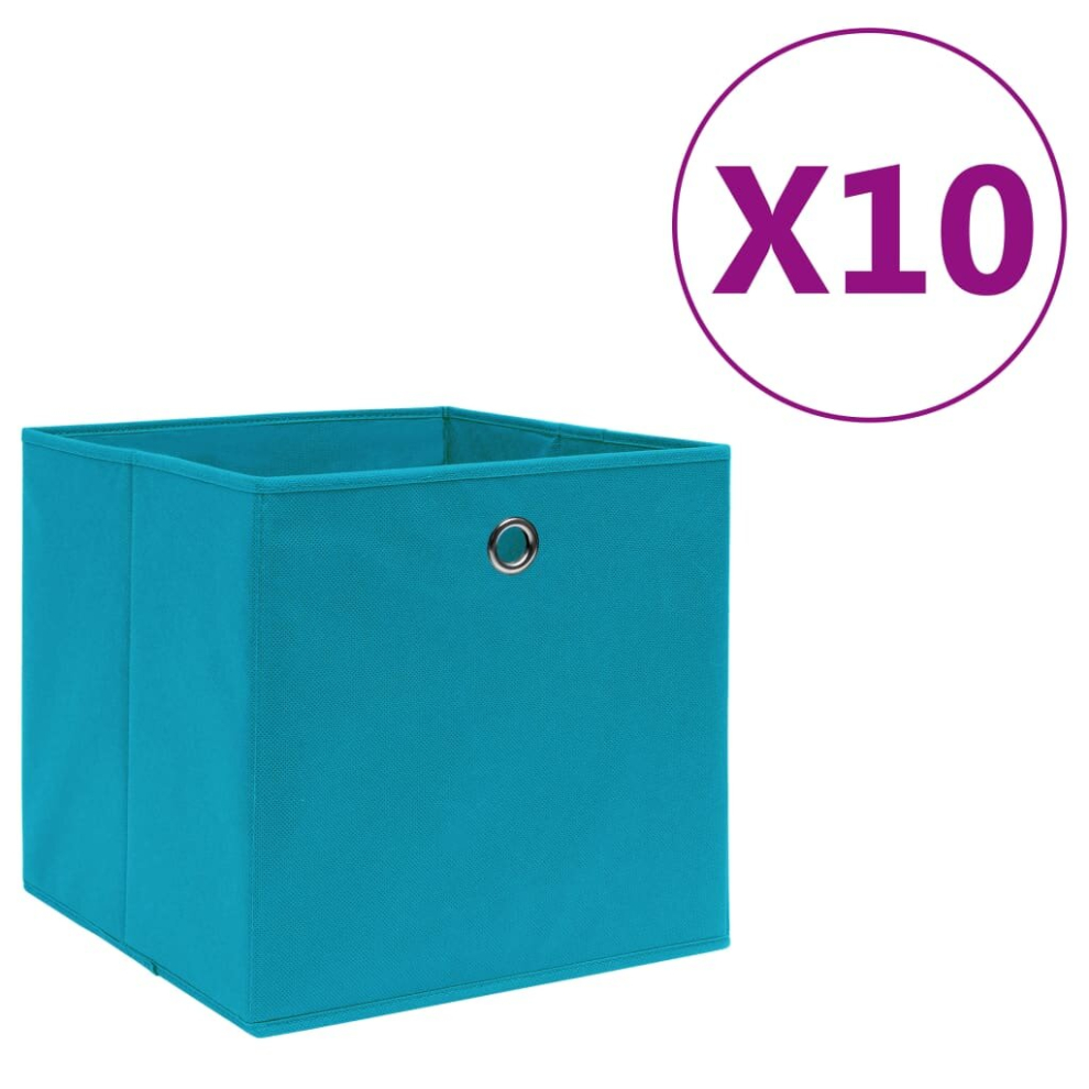 Vidaxl 10X Storage Boxes Non-Woven Fabric Baby Blue Organiser Basket Container