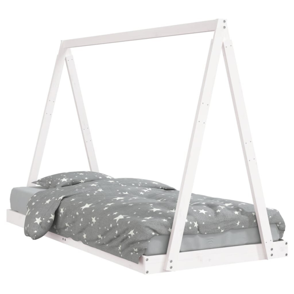 Vidaxl (White, 90 X 200 Cm) Kids Bed Frame Bedstead Wooden Bed Base Black 80X200 Cm Solid Wood Pine