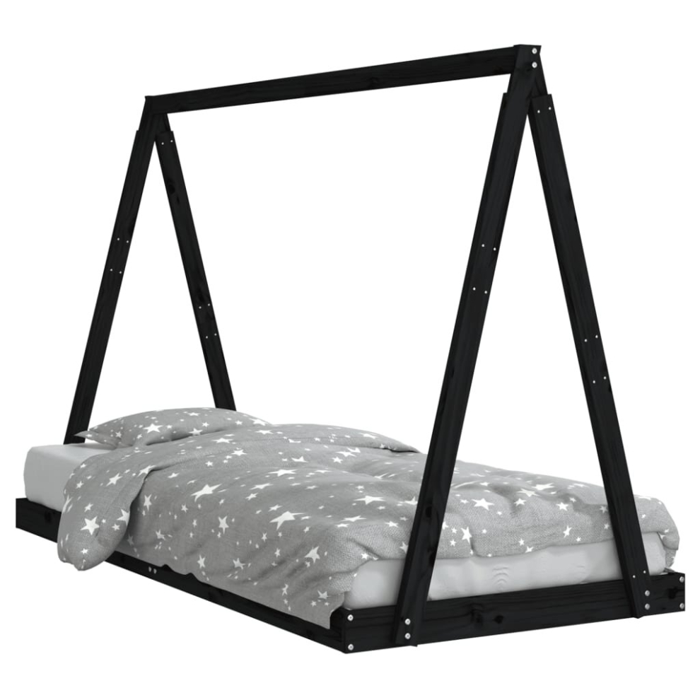 (black, 90 x 200 cm) vidaXL Kids Bed Frame Bedstead Wooden Bed Base Black 80x200 cm Solid Wood Pine