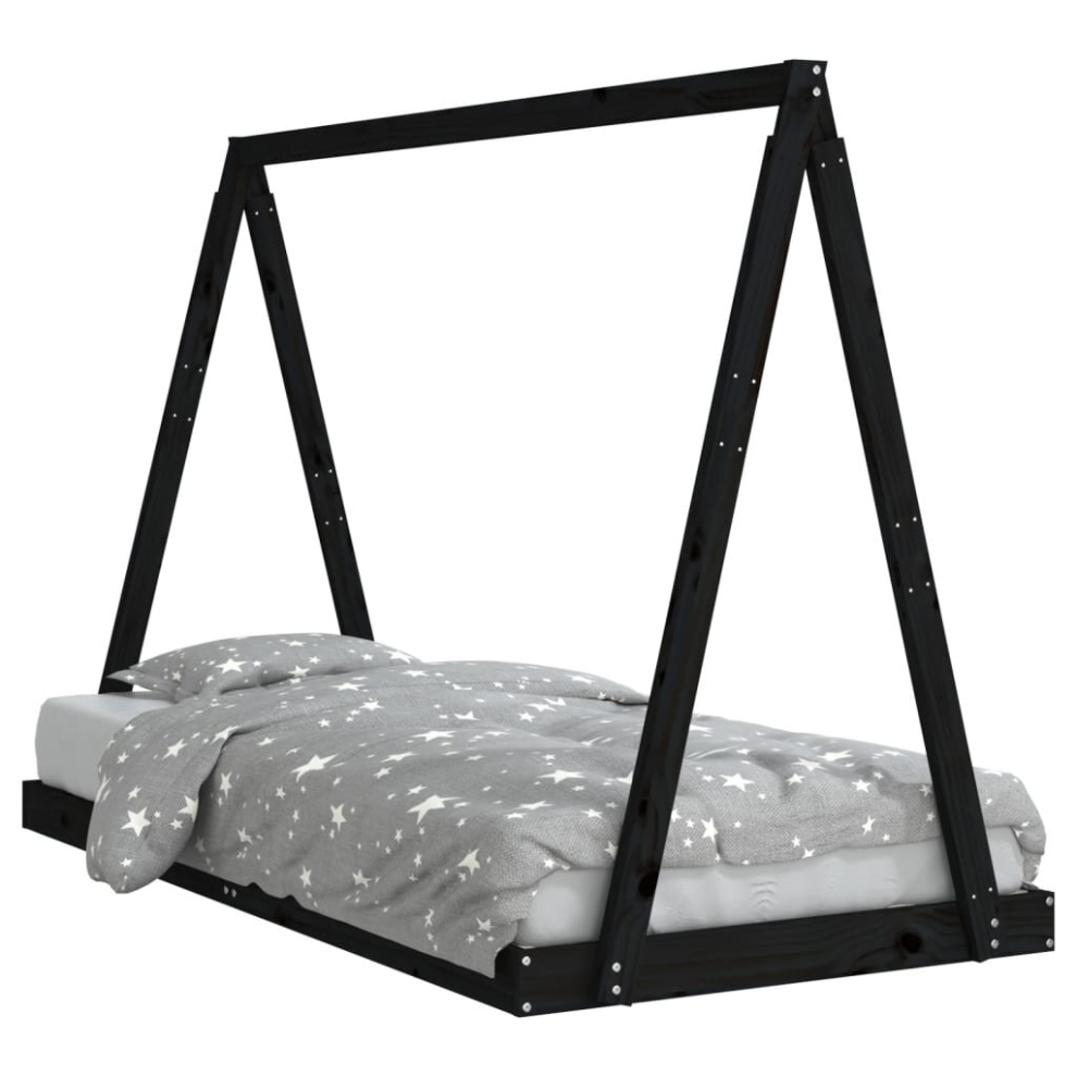 (black, 90 x 190 cm) vidaXL Kids Bed Frame Bedstead Wooden Bed Base Black 80x200 cm Solid Wood Pine