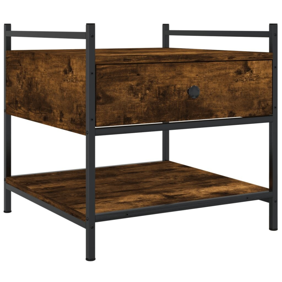Vidaxl (Smoked Oak) Coffee Table Tea Side Table Sofa Couch Table Black Engineered Wood