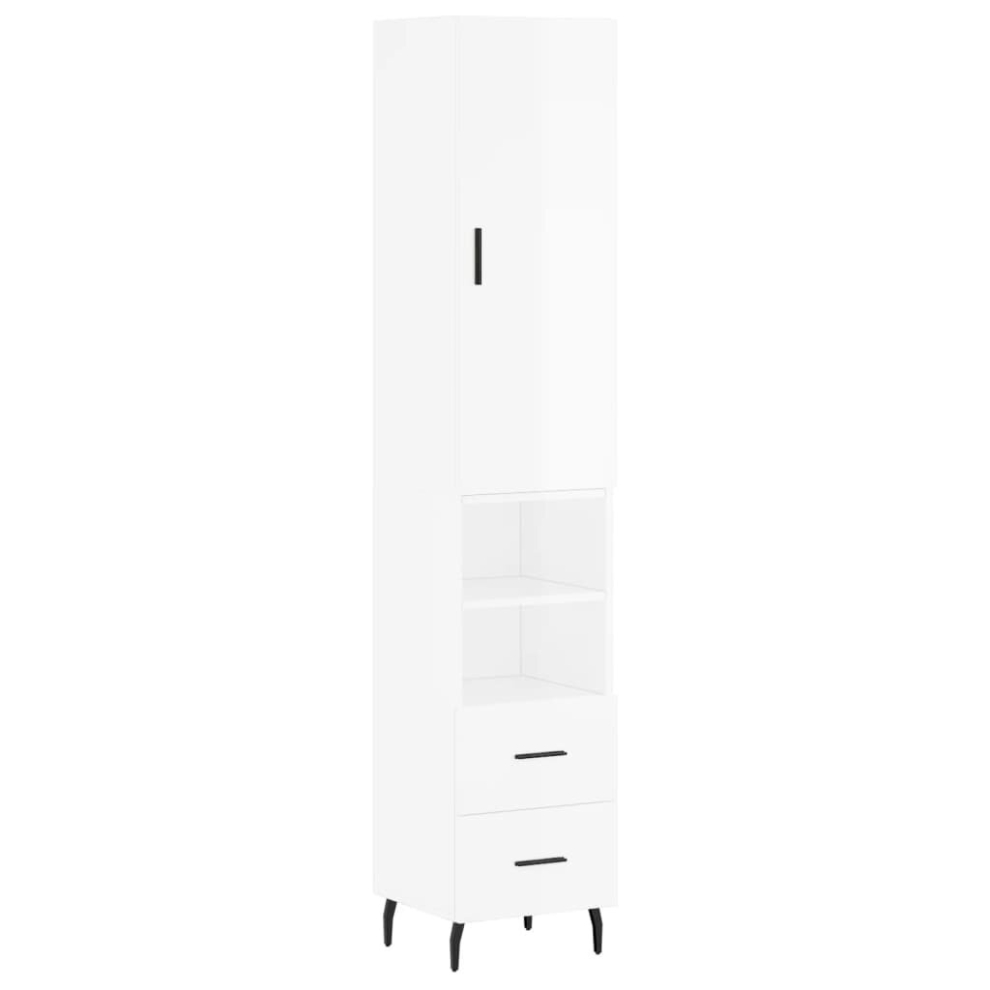 (high gloss white, 2 drawers 2 shelves) vidaXL Highboard Sideboard Cupboard Side Board Storage Cabinet Engineered Wood