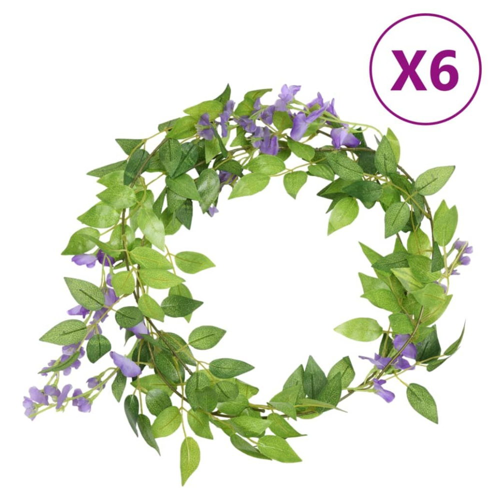 (purple) vidaXL Artificial Flower Garlands Fake Flowers Artificial Plants Decor 6 pcs