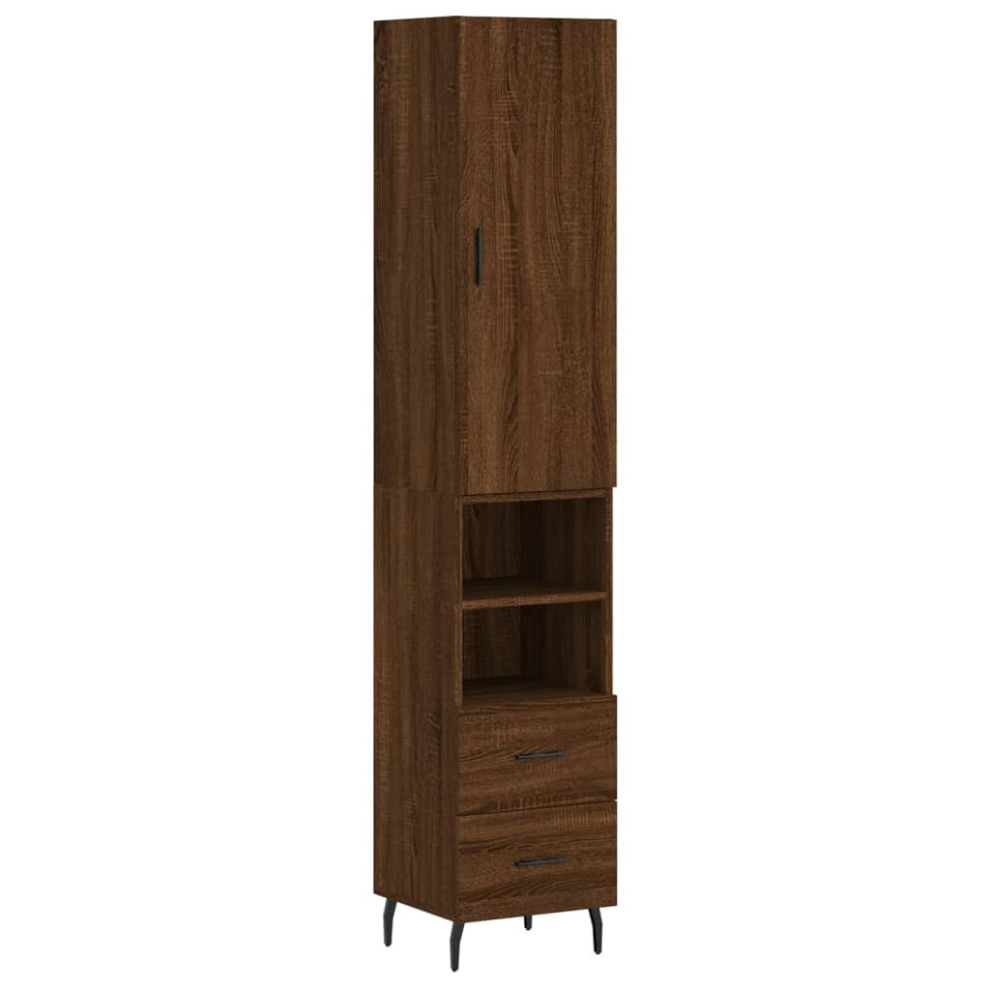 (brown oak, 2 drawers 2 shelves) vidaXL Highboard Sideboard Cupboard Side Board Storage Cabinet Engineered Wood