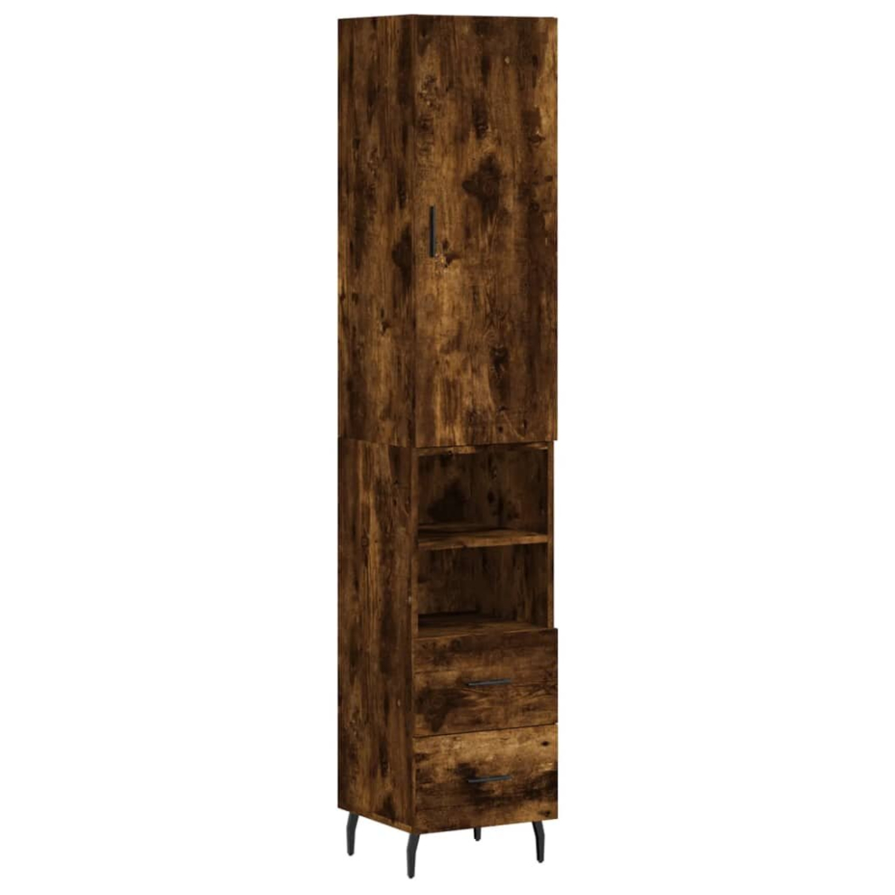 (smoked oak, 2 drawers 2 shelves) vidaXL Highboard Sideboard Cupboard Side Board Storage Cabinet Engineered Wood