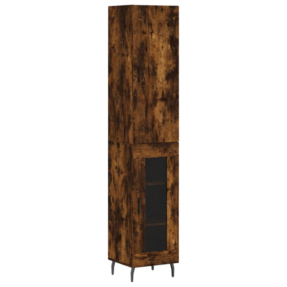 (smoked oak, 1 glass door) vidaXL Highboard Sideboard Cupboard Side Board Storage Cabinet Engineered Wood