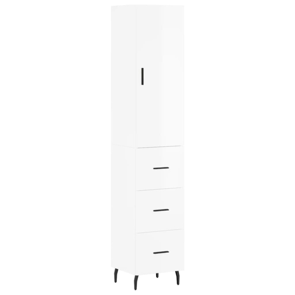 (high gloss white, 3 drawers) vidaXL Highboard Sideboard Cupboard Side Board Storage Cabinet Engineered Wood