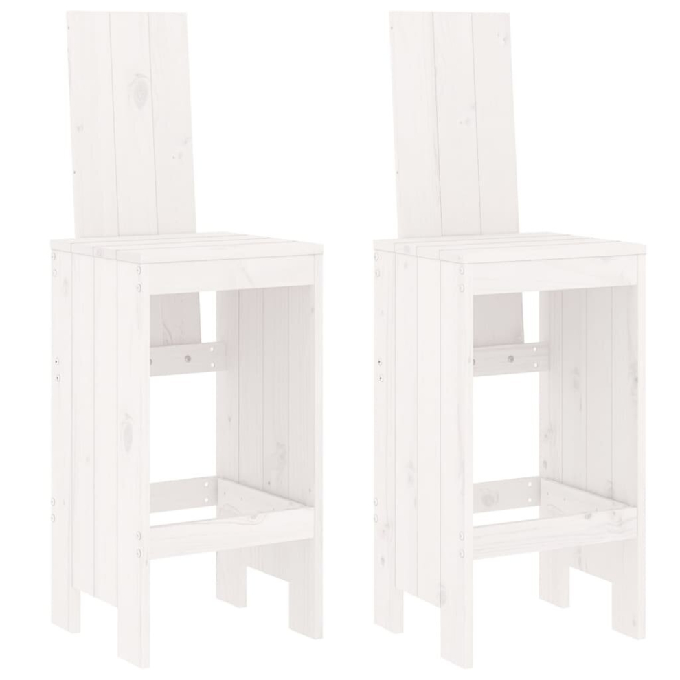 Vidaxl (White Pine, 40 X 42 X 120 Cm) Bar Stools Garden Stool Wooden Outdoor Chair 2 Pcs Solid Wood Pine